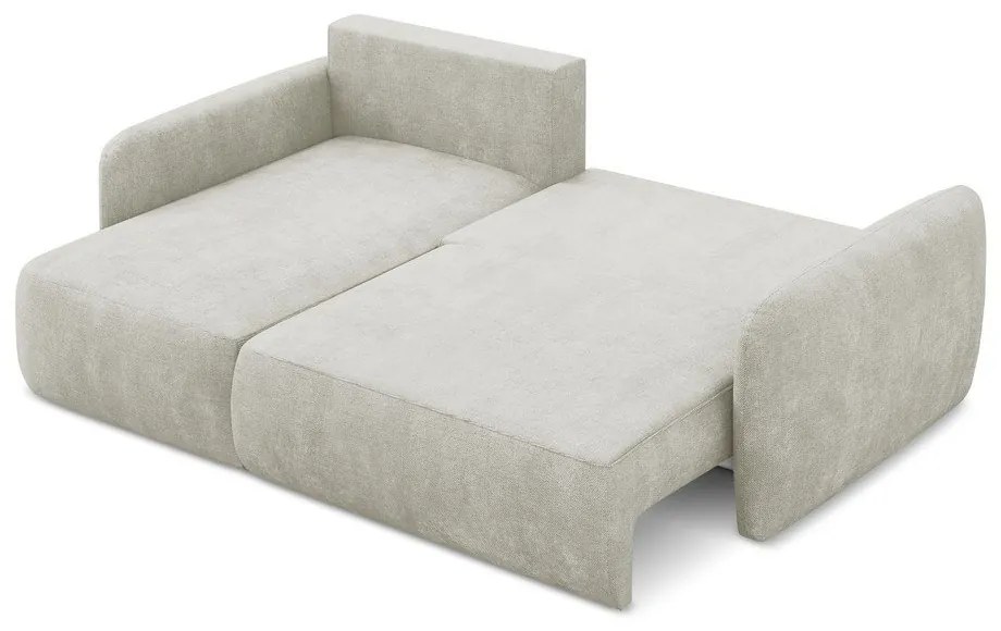 Colțar crem extensibil/cu spațiu de depozitare cu tapițerie din chenille (cu colț pe partea stângă/cu șezlong) Lilo – Makamii