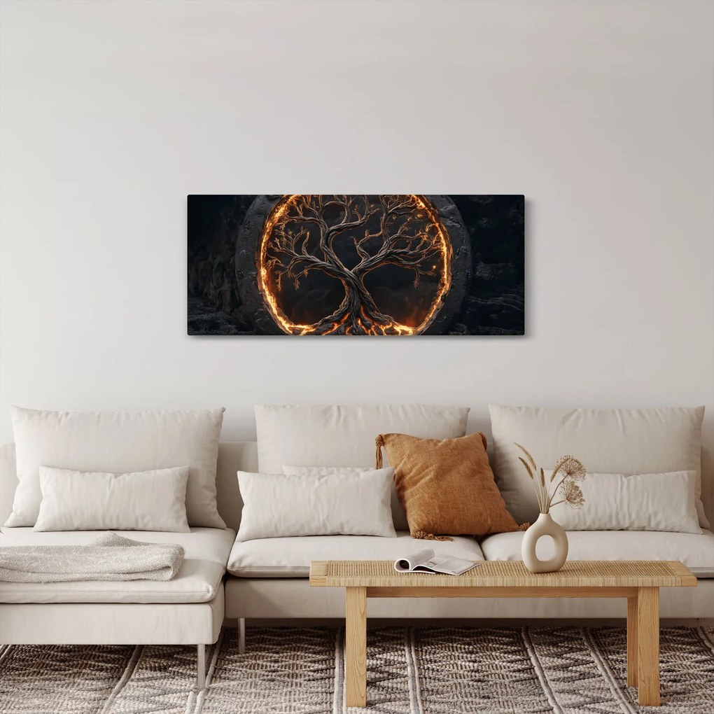 Tablou – Arborele vieții în lavă I. (120x50 cm)