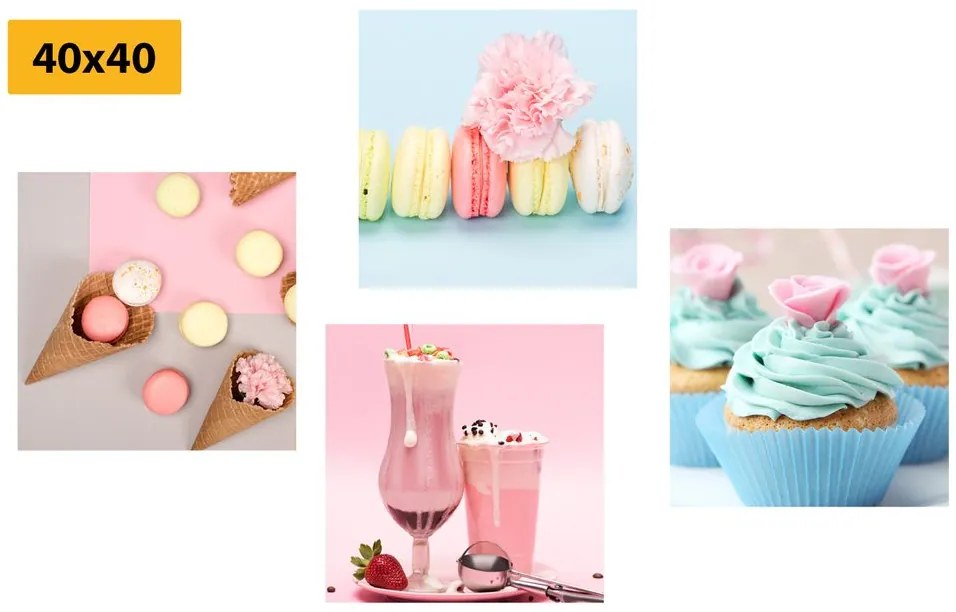 Set tablouri delicatețe dulce cu băutură