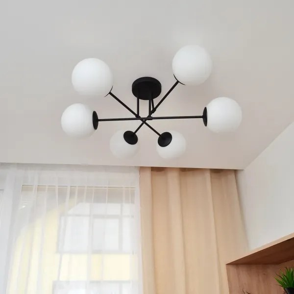 Lustră aplicată MOON 6xE27/15W/230V negru