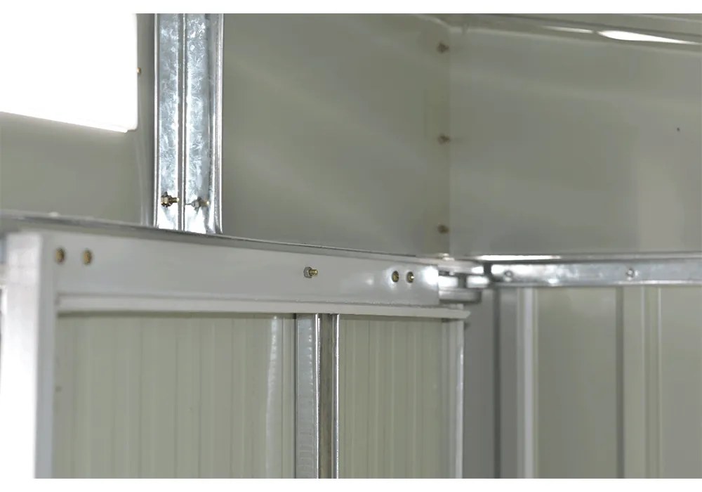 Depozit grădină pentru scule din tablă, alb / gri, 1,9x1,2 m, TEDOK