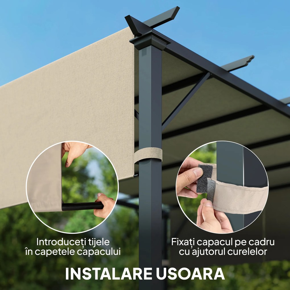 Outsunny 2 Bucăți Husă de Schimb pentru Pergolă, Copertină de Umbrire, Ușor de Instalată, pentru Pergolă 3 x 3(m), Bej | Aosom Romania
