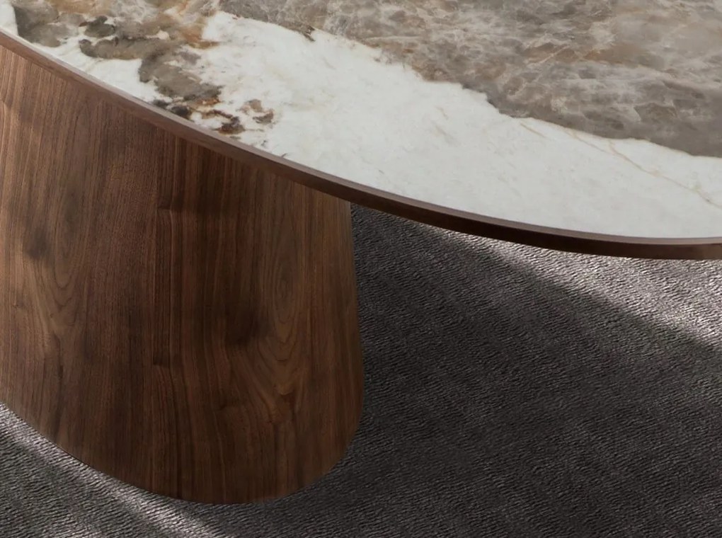 Masa ovala marmura portelanata Walnut 220x112cm