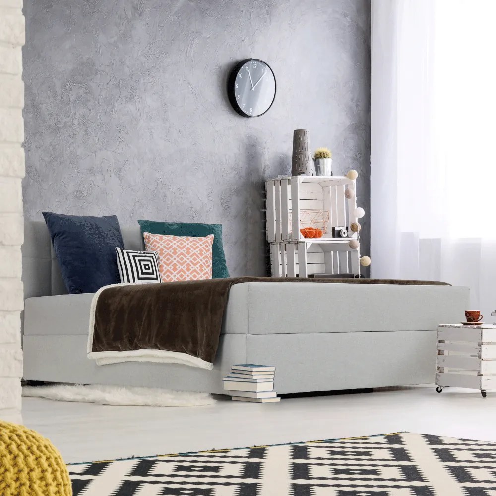 Pat de o persoană Boxspring 120 cm Ferrati (gri maro). 1016096