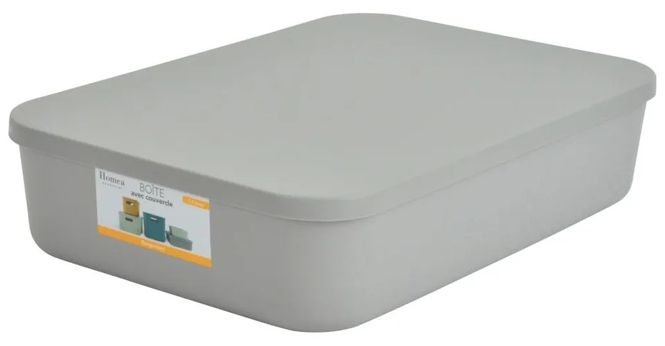 Cutie de depozitare gri din plastic cu capac 35,5x25,5x8 cm – Homéa