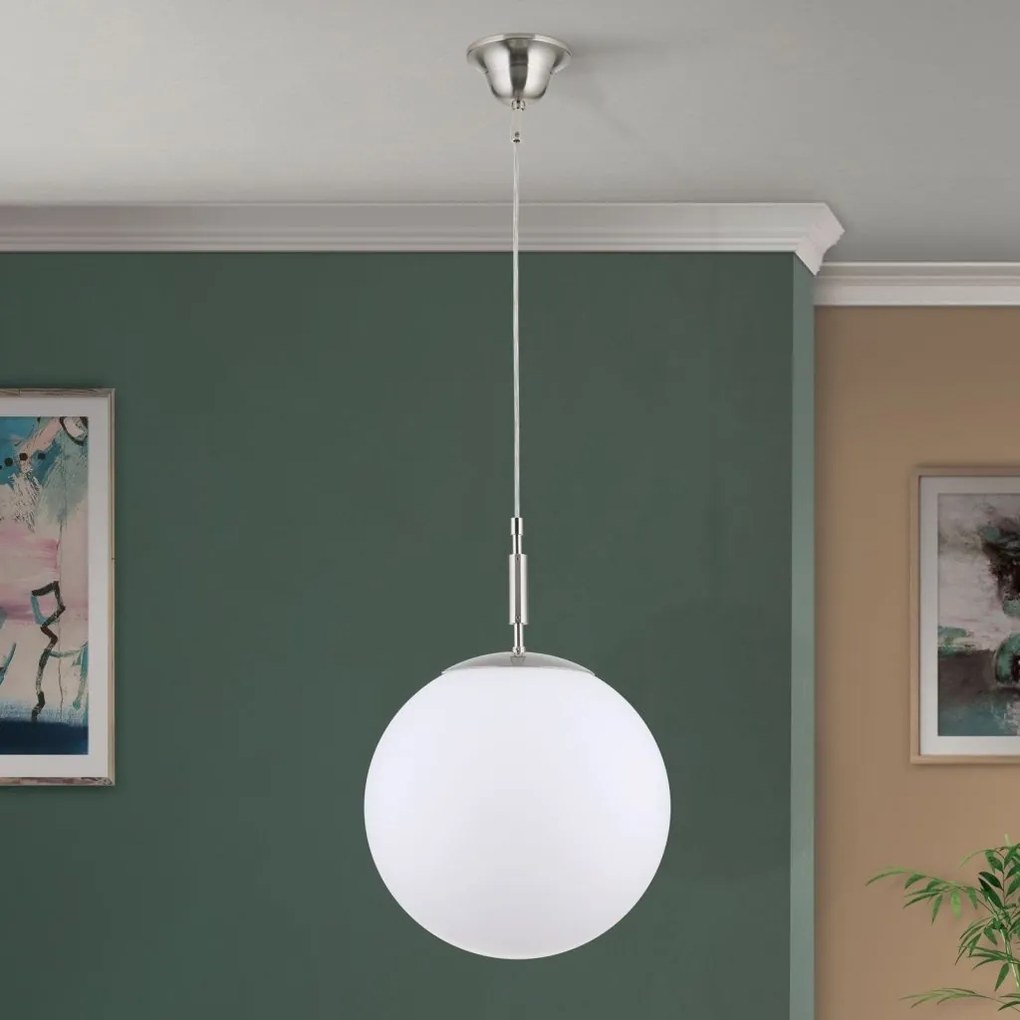Lustra, Pendul realizat manual ARTDESIGN 30cm, crom satinat/ alb opac