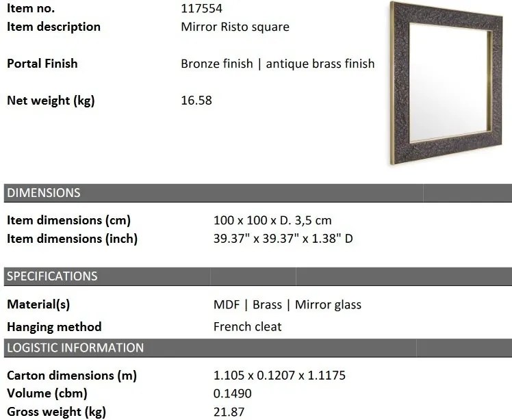 Oglinda decorativa design LUX Risto square 100x100cm