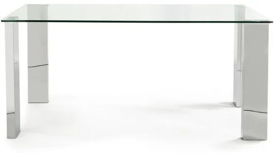 Masa dining pentru 6 persoane transparenta/crom din sticla temperata, 160 cm, New Arley Bizzotto