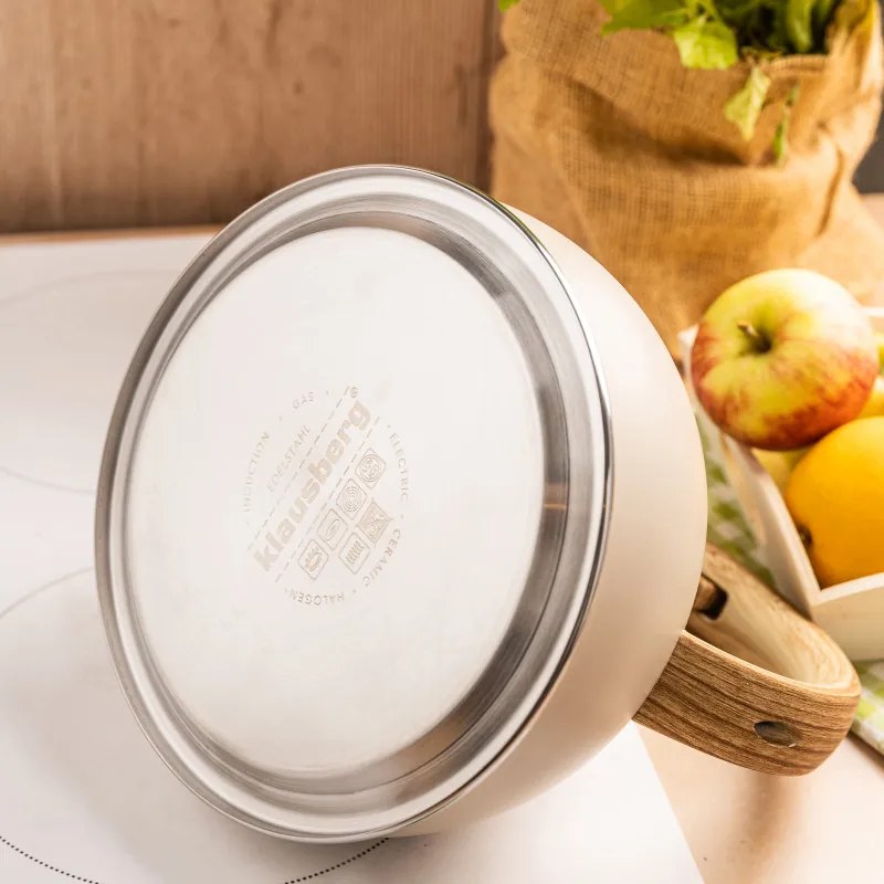 Ceainic cu fluier Klausberg KB 7913, 2.5 L, Maner cu efect de lemn, Inductie, Bej