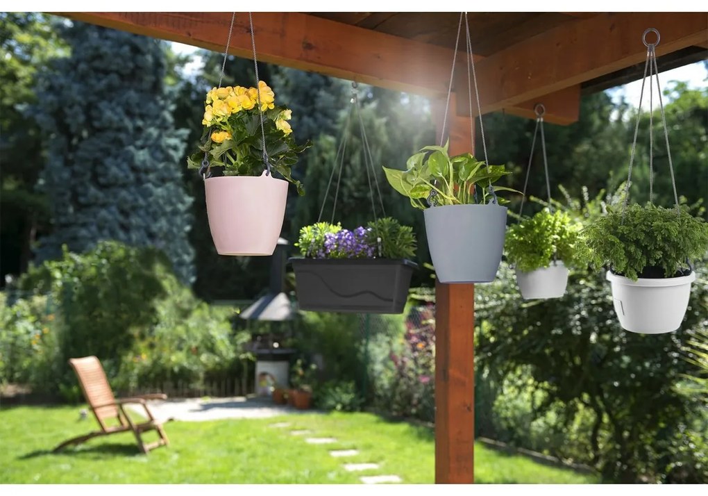 Ghiveci suspendat Gardenico Ariella, alb, 18 cm