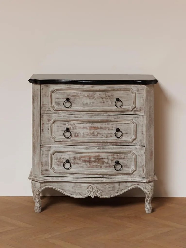 Comoda din lemn de mango, cu 3 sertare, aspect vintage, Antique