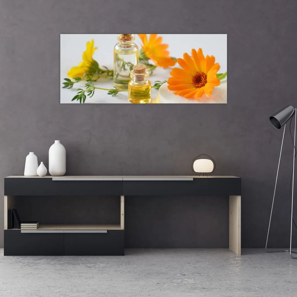 Tablou cu flori portocalii (120x50 cm)