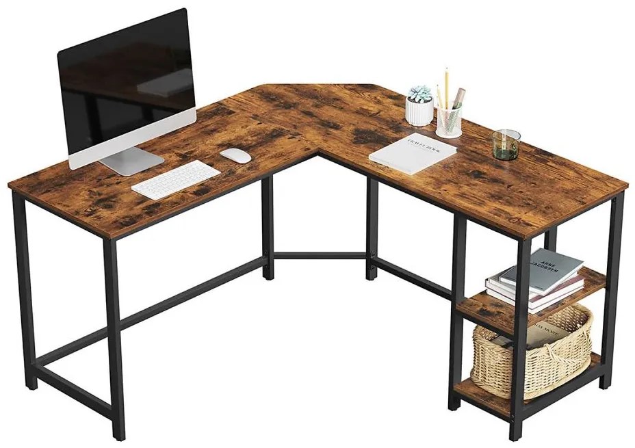 Birou colțar SOLEA maro/negru