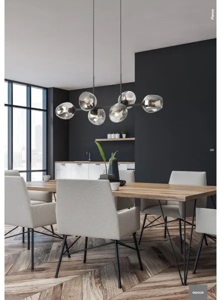 Lustră pe cablu PIERCE 6xE27/42W/230V negru Redo 01-2620