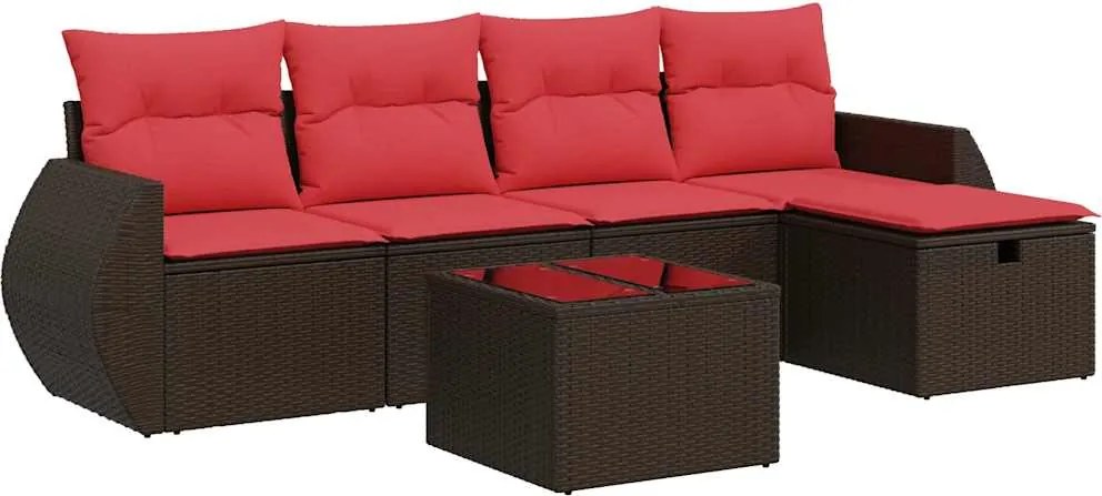 vidaXL Set canapele de grădină cu perne, 6 piese, maro, poliratan