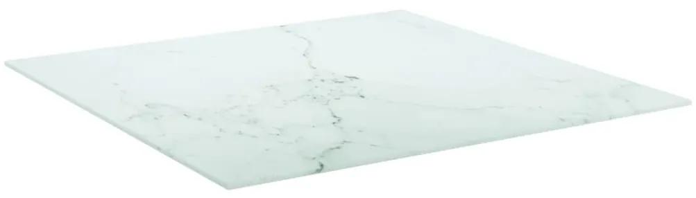 322256 vidaXL Blat masă alb 70x70 cm 6 mm sticlă securizată design marmură