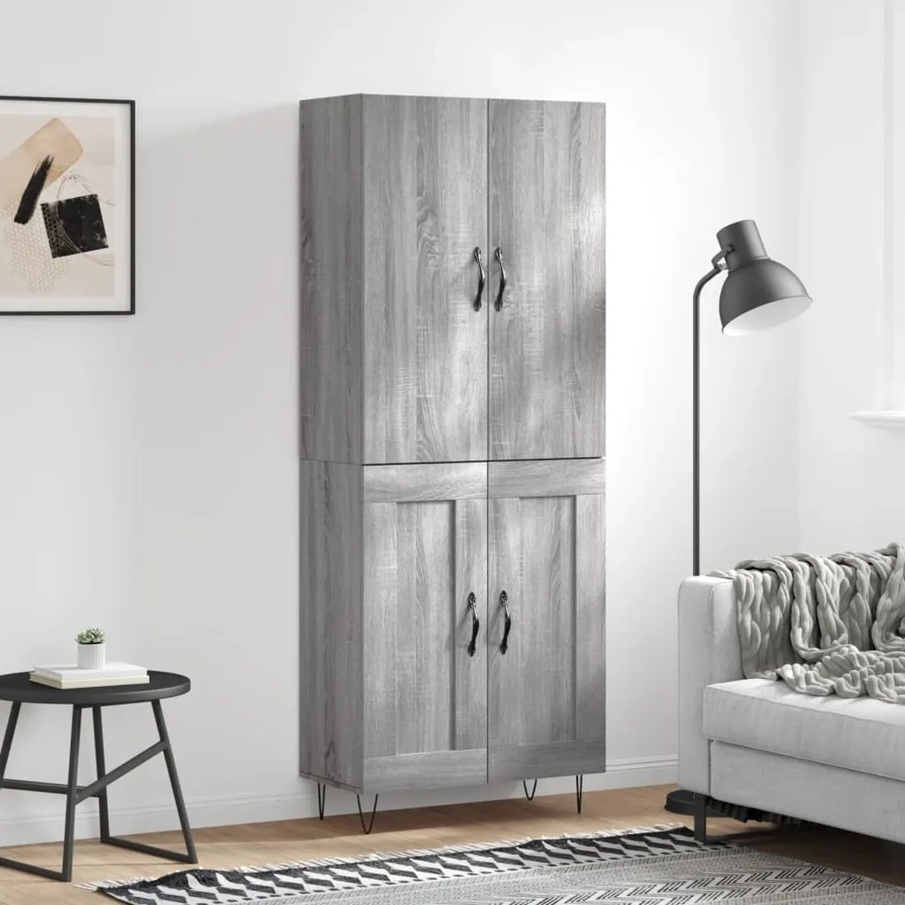 vidaXL Dulap înalt, gri sonoma, 69,5x34x180 cm, lemn compozit