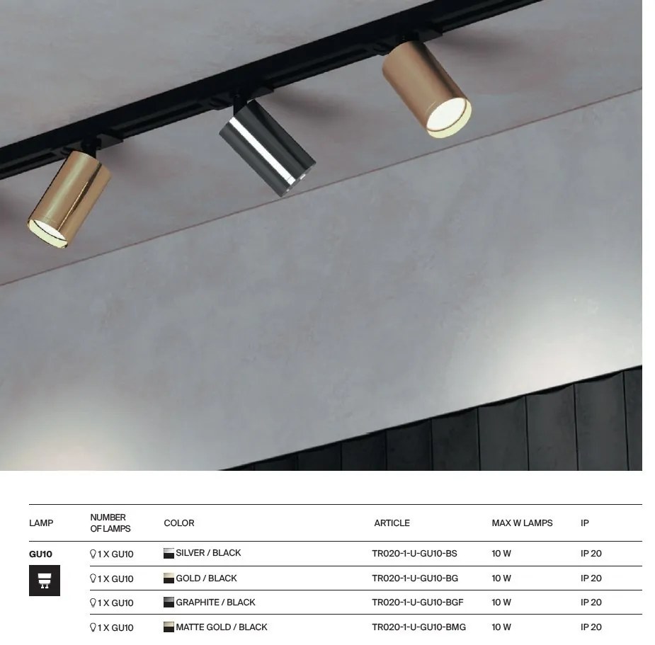 Spot, accesoriu pentru sinele monofazate Unity, Focus S auriu, negru