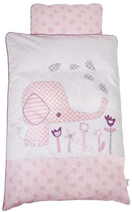 Lenjerie de pat bebelusi Elefantastic roz BabyDan100x130 cm