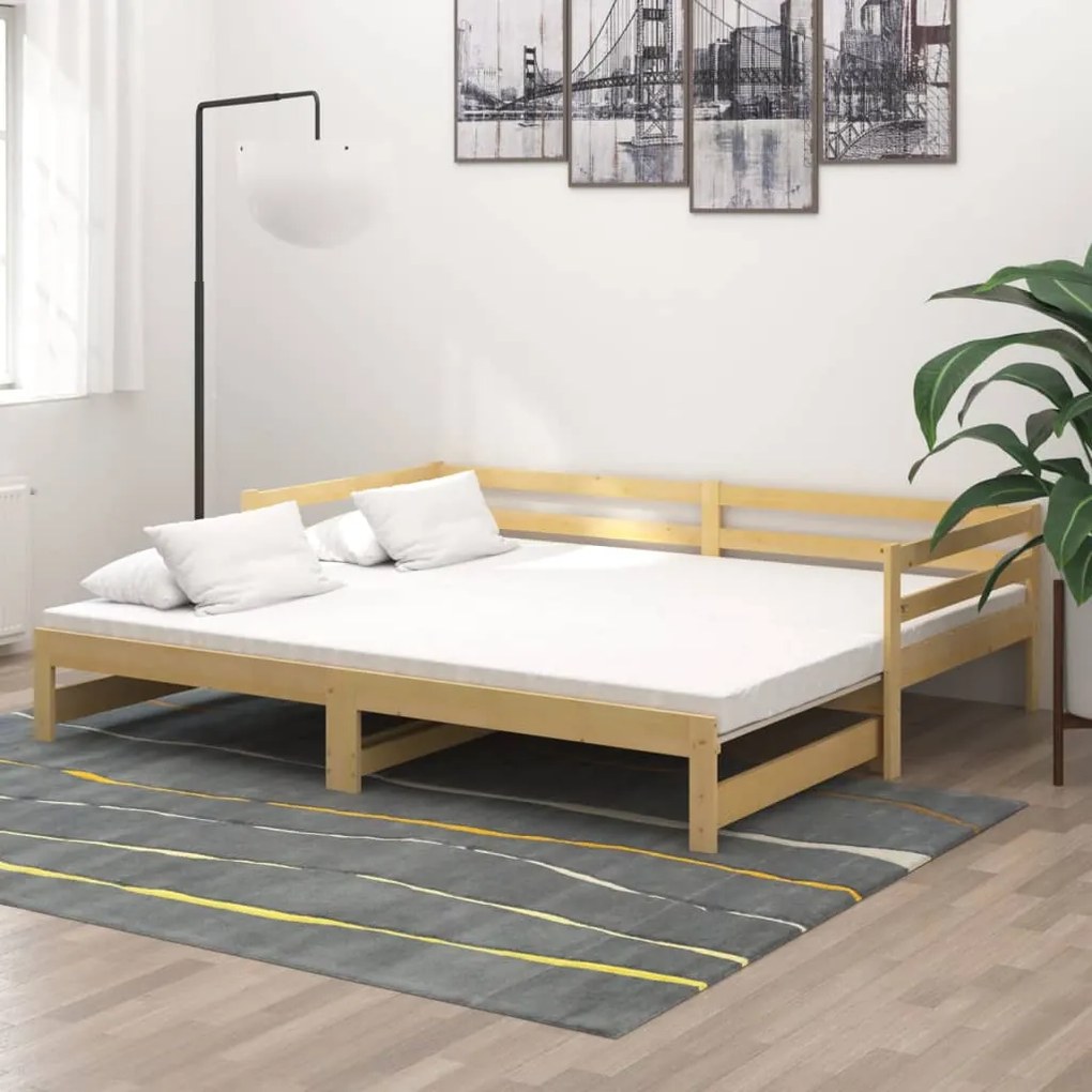 3083654 vidaXL Pat extensibil de zi, 2x(90x200) cm, lemn masiv de pin