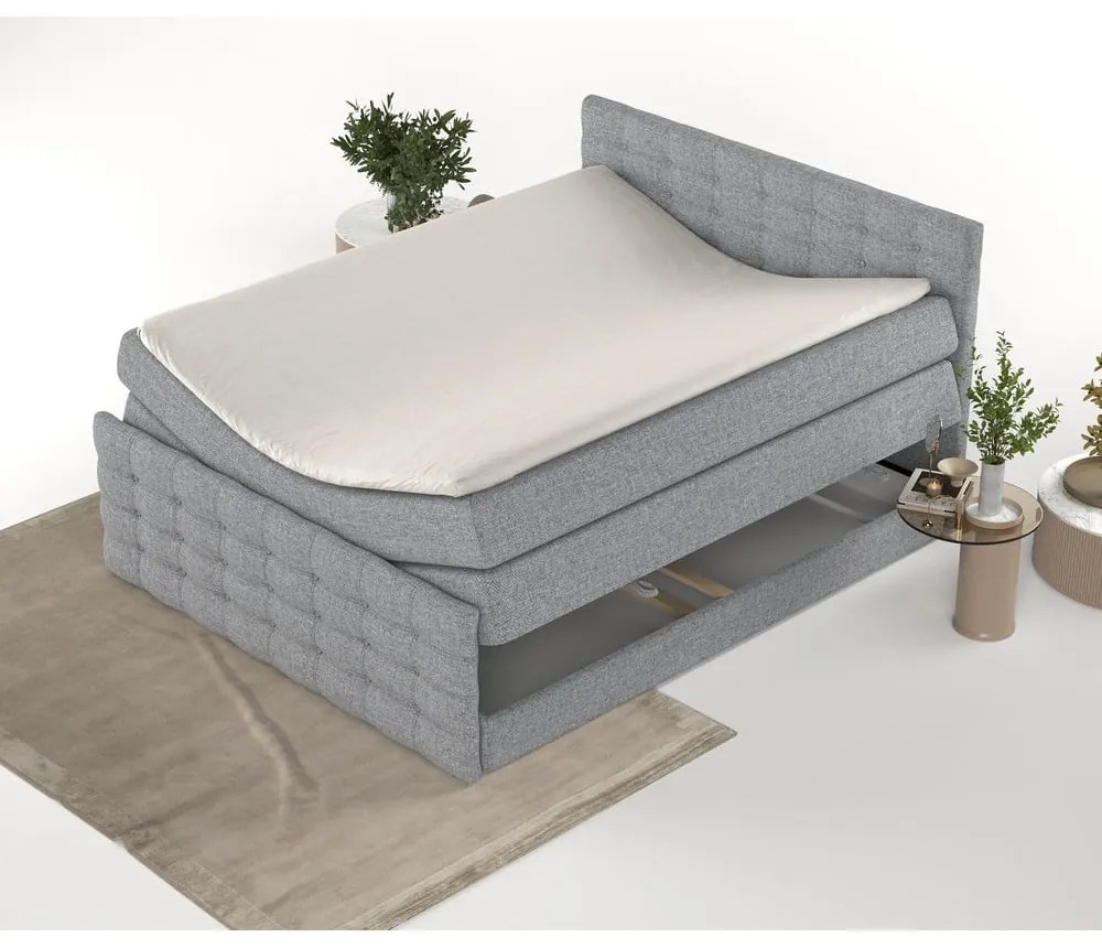 Pat boxspring gri cu spațiu de depozitare 180x200 cm Blend – Maison de Rêve