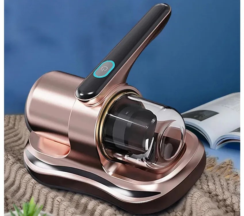 Aspirator portabil fără sac pentru acarieni cu filtru antialergic și lumină UV - bronz