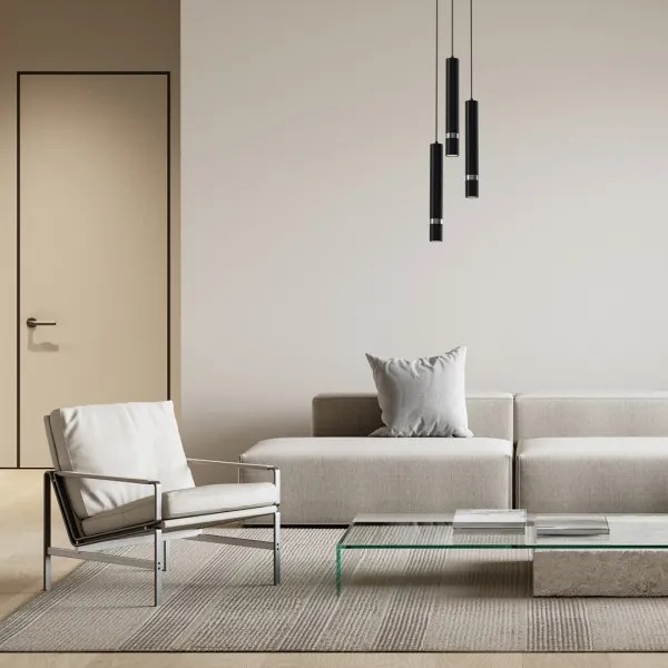 Lustră pe cablu JOKER 3xGU10/8W/230V neagră/crom lucios