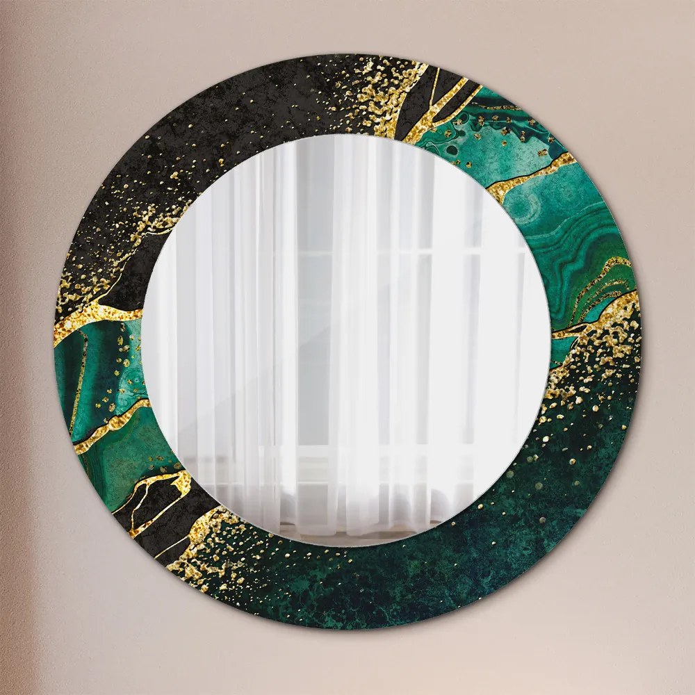 Oglinda rotunda cu rama imprimata Green de marmură fi 50 cm