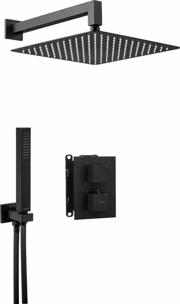 Sistem de dus incastrat Deante Box negru mat cu termostat