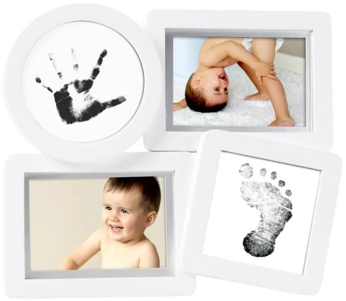 Kit rama foto multipla cu amprente din cerneala pentru manuta si piciorus - Pearhead