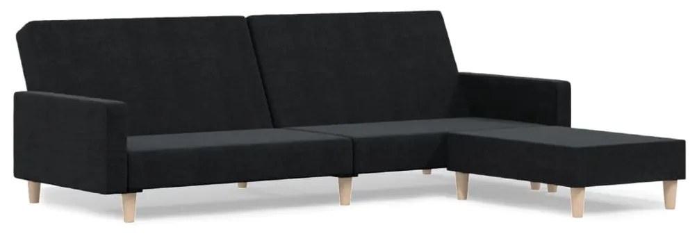 3080479 vidaXL Canapea extensibilă cu 2 locuri și taburet negru, textil