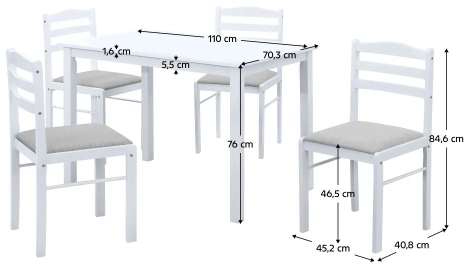 Set de sufragerie 1+4, alb gri bej, SOMIN