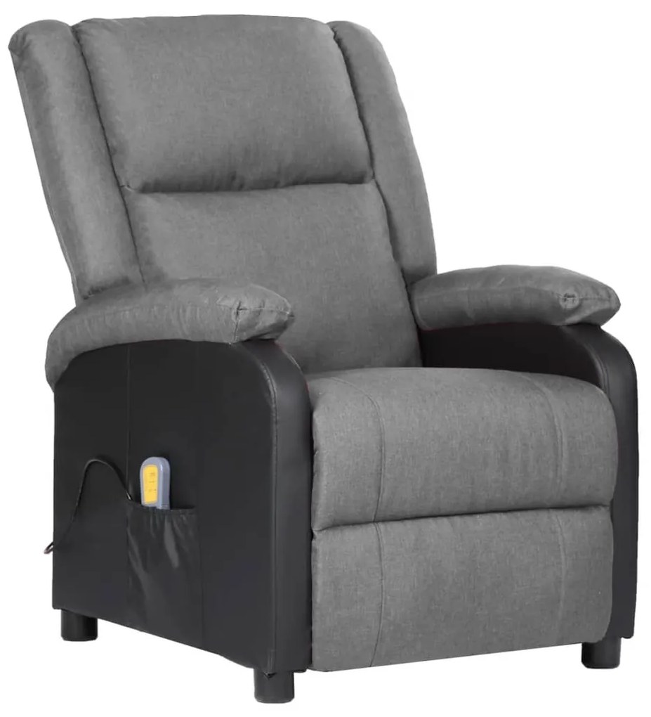 329496 vidaXL Fotoliu de masaj, gri deschis, piele ecologică și textil