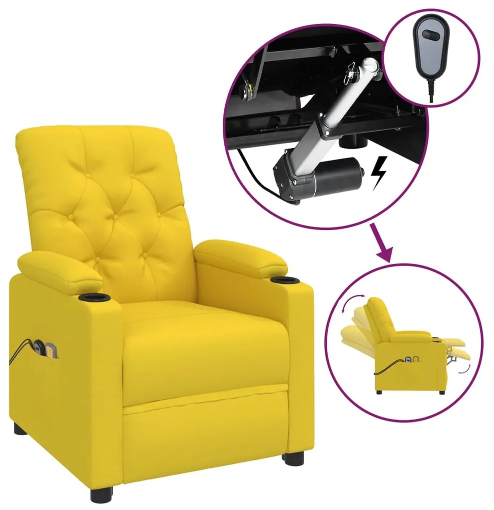 3098862 vidaXL Fotoliu de masaj electric, galben închis, material textil