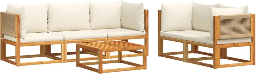 vidaXL Set canapele de grădină cu 6 piese, lemn de salcâm și frânghie