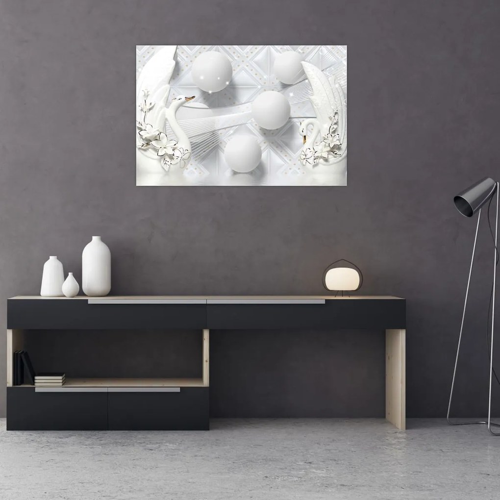 Tablou - Lebăda de aur pe apă (90x60 cm)