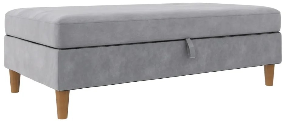 Taburet gri deschis cu tapițerie din catifea Lilly – Støraa