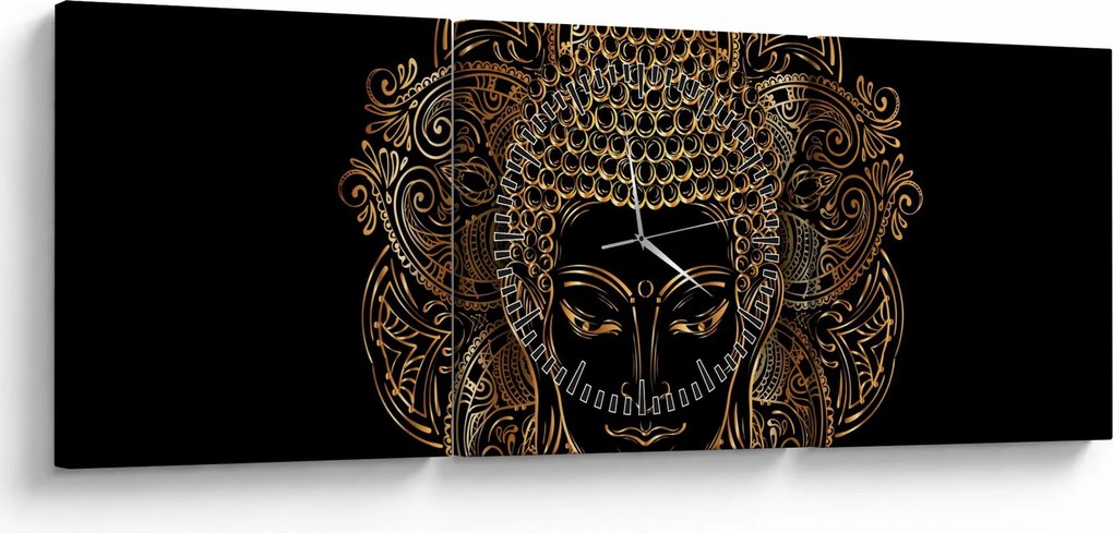 Tablou - Buddha auriu (cu ceas) (90x30 cm)