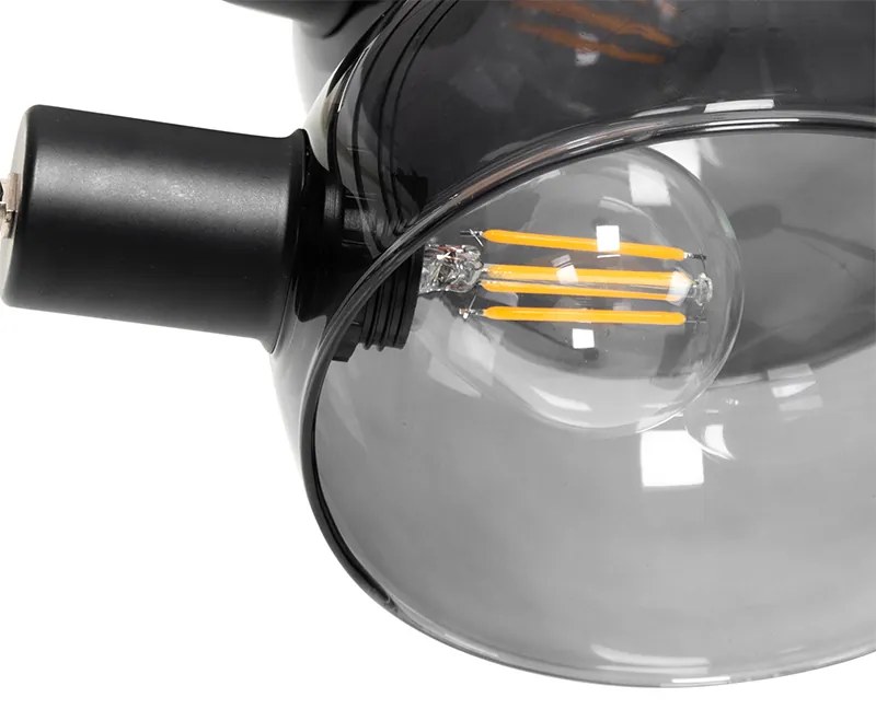 Lampa de podea de design neagră cu sticlă fumurie cu 5 lumini - Sixties Marmo