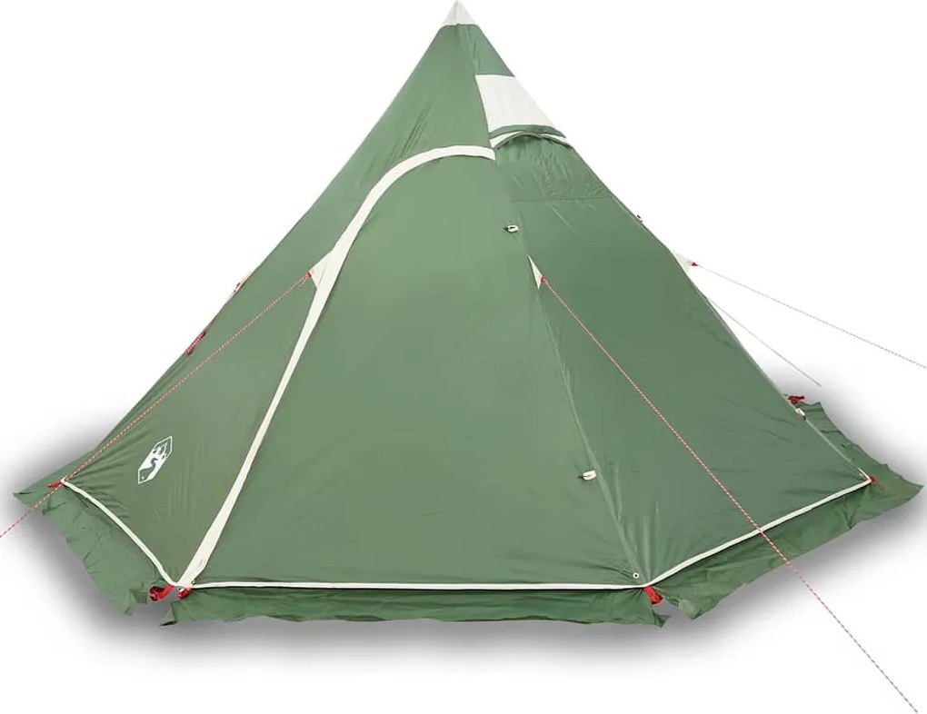 vidaXL Cort de camping tipi pentru 5 persoane, verde, impermeabil