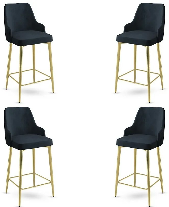 Set de scaune de bar Enox Anthracite and Gold, 4buc.
