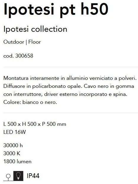 Lampa LED de podea pentru exterior Ipotesi pt h50 negru