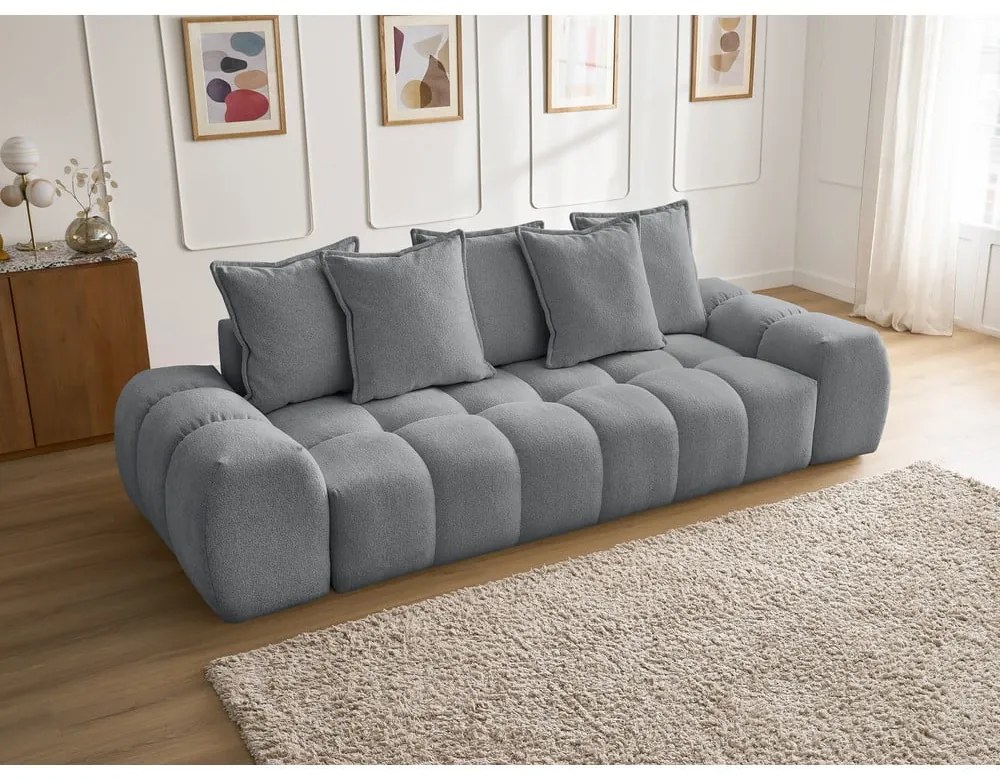 Canapea gri închis cu tapițerie din chenille 278 cm Everest – Bobochic Paris