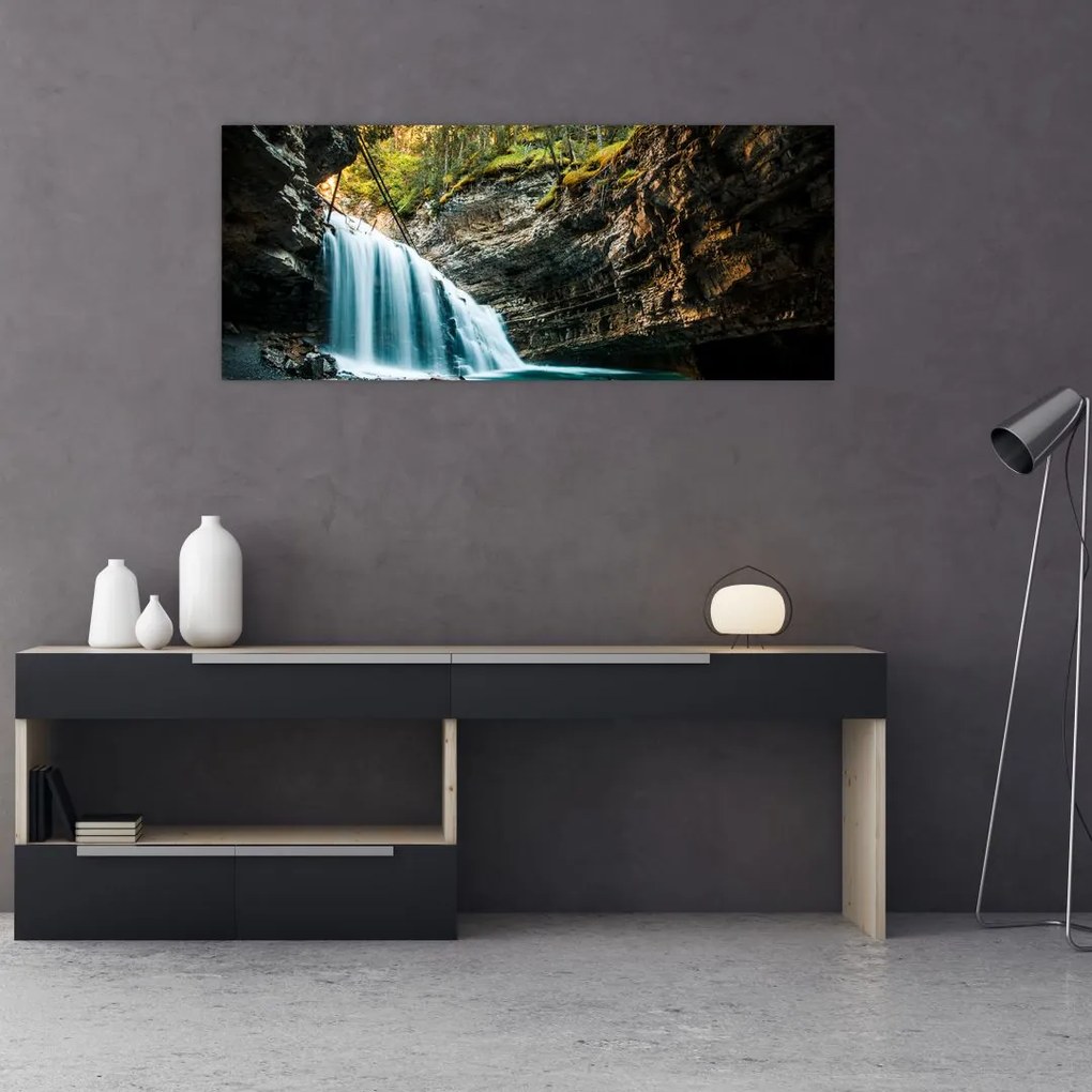 Tablou cu cascada de pădure (120x50 cm)