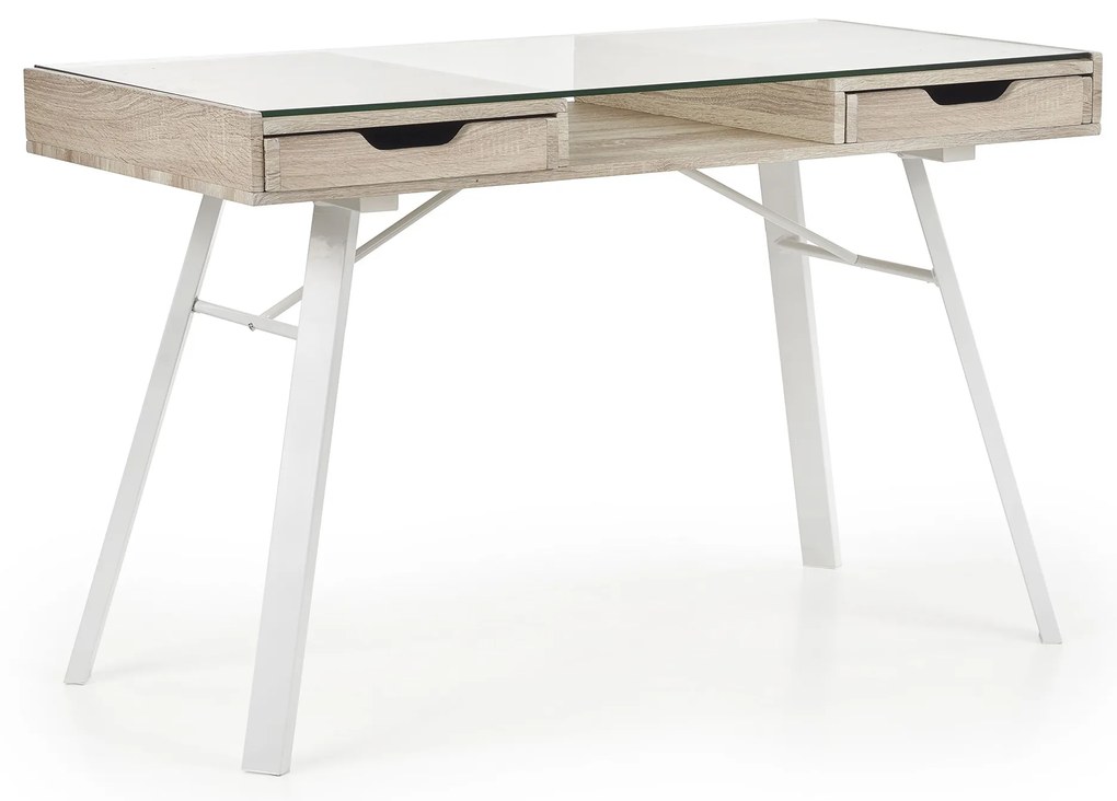 Birou Habra, transparent / stejar sonoma