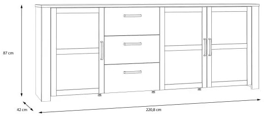 Comoda Behalf Stejar Riviera Si Stejar Gri, 220.8 Cm