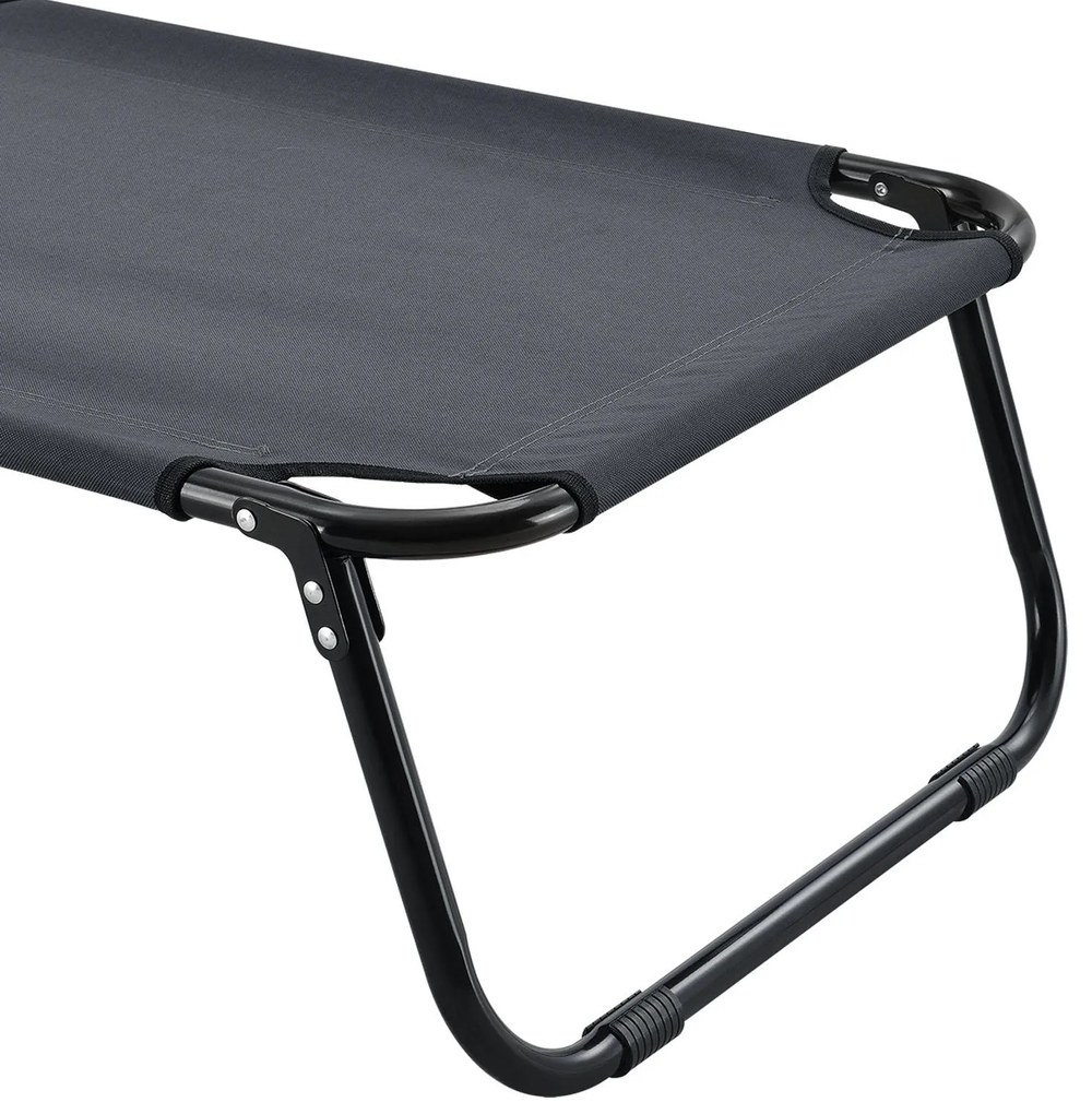 Sezlong "Corfu" cu acoperis neagru si parasolar gri închis