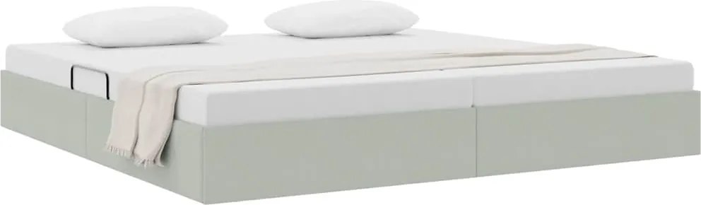 vidaXL Pat cu storage cu headboard Gri deschis 200 x 200 cm Catifea