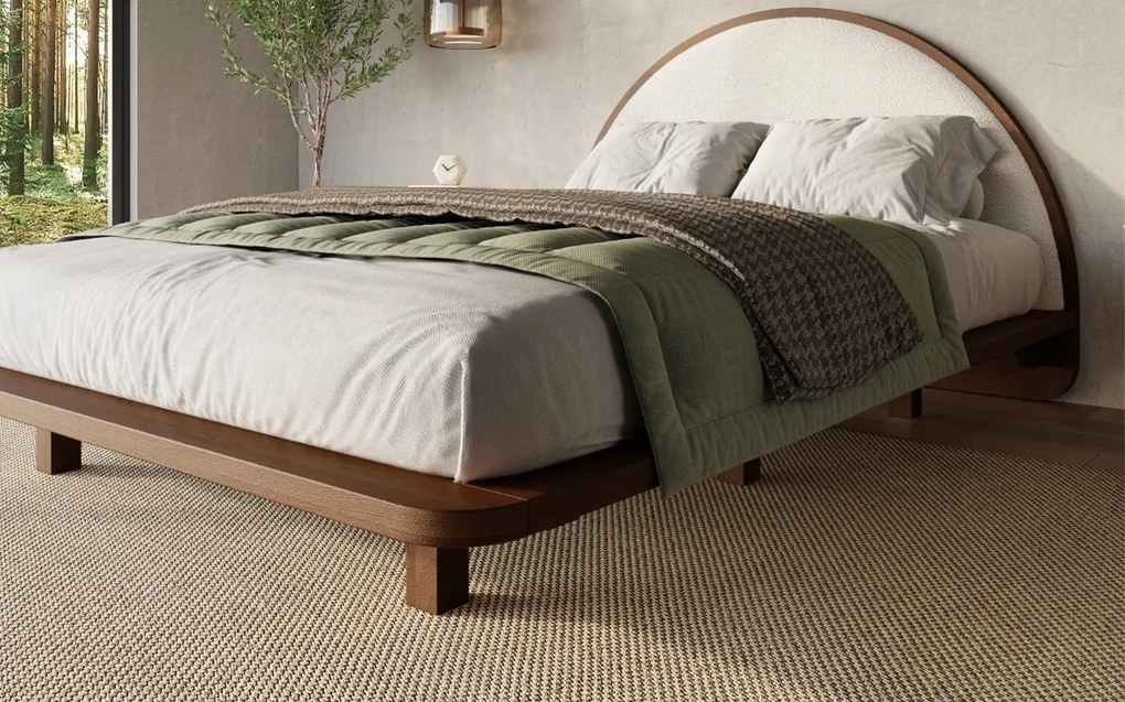 Pat lemn masiv levitant Visby Personalizabil - 180x200, Fara, Alb