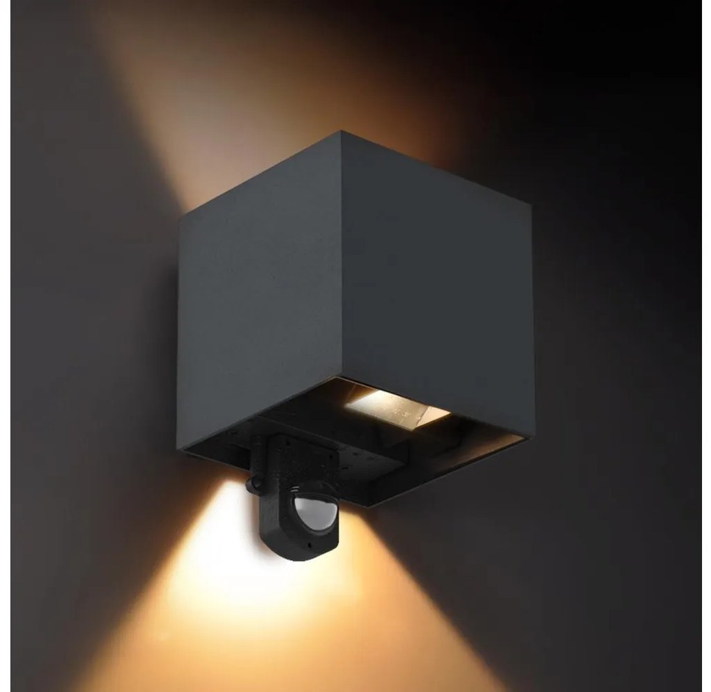 Brilagi - Aplică LED de exterior cu senzor CUBE LED/6W/230V antracit